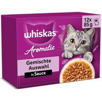 Whiskas natvoer kat volwassen, multipack, 1+ gemengde selectie, in saus 12x85 g