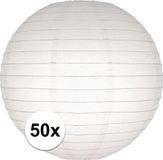 Merkloos / Sans marque Luxe bol lampionnen wit 25 cm