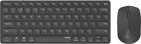 Rapoo 9600M Draadloos multimode Blade Combo TKL toetsenbord & muis - Zwart