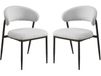 Edena Lot de 2 chaises de salle à manger en tissu et métal - Gris clair