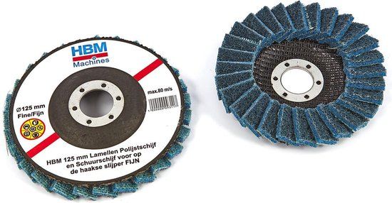 HBM 125 mm Lamellen Polijst en Schuurschijf voor haakse slijper FIJN - RVS - 1 stuk