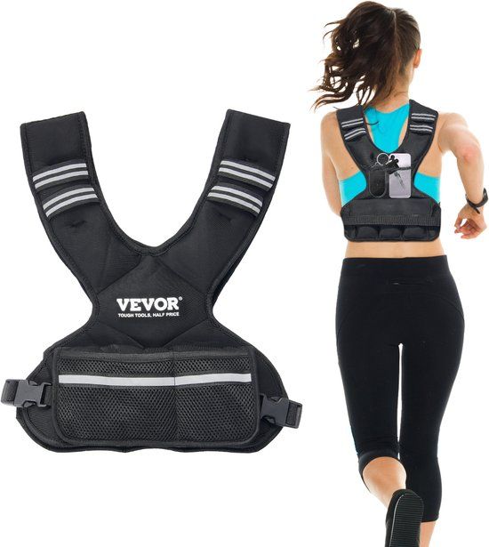 VEVOR Verstelbaar Gewichtsvest 5-9,1 kg, Zwart, Neopreen