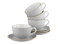 Creatable, 34036 Serie Vintage Nature Stein, 8-delig tafelservies voor 4 personen, porselein, vaatwasser- en magnetronbestendig, gemaakt in Europa