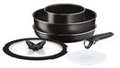 Lagostina Ingenio Essential Plus Set van 6 pannen en pannen met antiaanbaklaag van aluminium voor gas en oven (zonder inductie), diepe pan 16 cm, pan 26 cm, wok 26 cm, 2 deksels, handvat