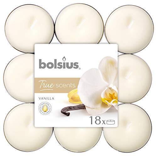 Bolsius Tealights Vanille 4hr Pack 18, Wax, Wit, One Size