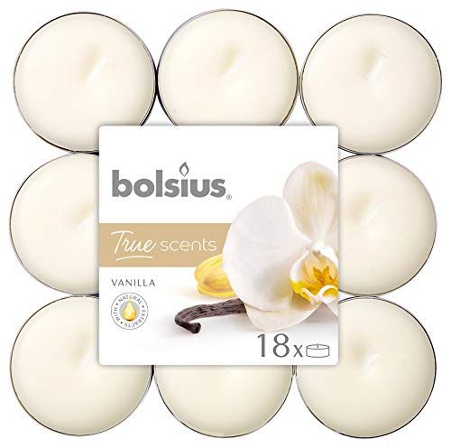 Bolsius Tealights Vanille 4hr Pack 18, Wax, Wit, One Size