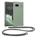 kwmobile Hoesje met halsketting, compatibel met Google Pixel 7a, siliconen hoesje met halsketting, groen/grijs