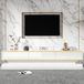 MODFU - Tv-meubel met 3 lades en open vakken - Spaanplaat - Warmwit met gouden rand - 200 x 40 x 40 cm