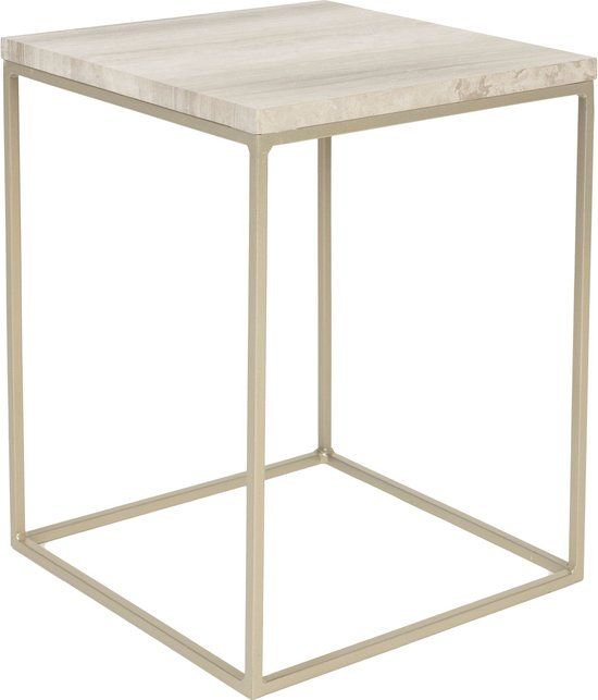 Zuiver Stray Bijzettafel Vierkant 35x35 cm Marmer/ Metaal Grijs