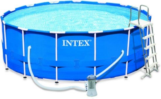 Intex Opbouw zwembad met pomp en ladder stalen frame 457 x 122 cm rond