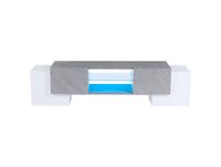Meuble TV blanc/gris avec écran LED et 4 portes 180x40 cm