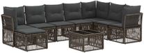 vidaXL Banc de jardin - Set - 9 - pièces - Gris - poly - rotin