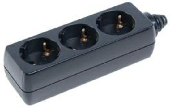 Allteq Stekkerdoos - 3-voudig - Zwart