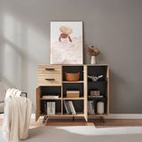 en.casa Dressoir Noppen 100x120x38 cm eikenkleurig en zwart