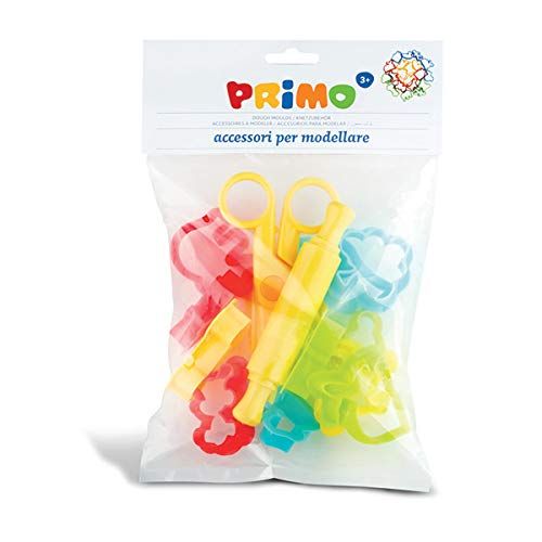 PRIMO Kneedaccessoires - set met 12 uitsteekvormen: dieren, natuur, voertuigen - 1 deegroller en 1 schaar - voor het kneden en knutselen