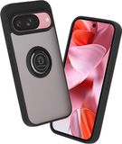 Techsuit Hoesje geschikt voor Google Pixel 9 / 9 Pro - Glinth Back Cover met ring en magneet - Zwart