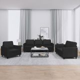 Maison Exclusive ensemble de canapé 3 pièces avec coussins, noir, similicuir