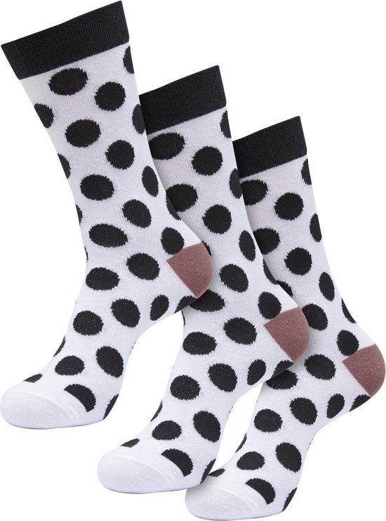 Urban Classics Basic Polka Dot 3-Pack Sokken - Wit/Zwart - Maat 47/50