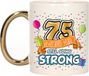 Bellatio Decorations Mok 75 jaar - Goud - Keramiek - 300 ml