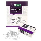 D.RECT Paperclips 50 mm verzinkt, 10 x eco-verpakking 100 stuks, samen 1000 stuks metalen paperclips