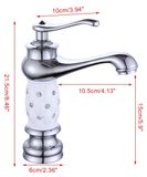 Robinet de lavabo rétro - Montage à un trou - Montage par le dessus - Vanne céramique - Température réglable - Corps en acier inoxydable - Flexibles d'alimentation