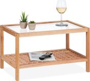 Merkloos Relaxdays bijzettafel walnotenhout glas met opbergruimte 35 x 60 x 40 cm