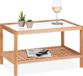 Merkloos Relaxdays bijzettafel walnotenhout glas met opbergruimte 35 x 60 x 40 cm