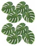 Merkloos / Sans marque Boland Bv Hawaii Tropical Decoratie - 8x stuks - Monstera palm bladeren - 15 x 35 cm - zomerse versiering