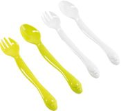 Poupy Penguin plastic bestekset voor kinderen, BPA-vrij, wasbaar en herbruikbaar, met ergonomisch handvat en ronde vorm