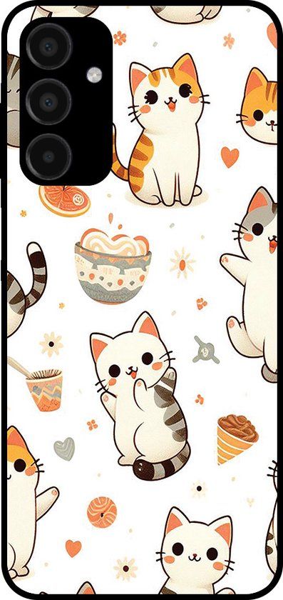 Smartphonica Samsung Galaxy A35 Case - Cat Design - TPU Back Cover - White