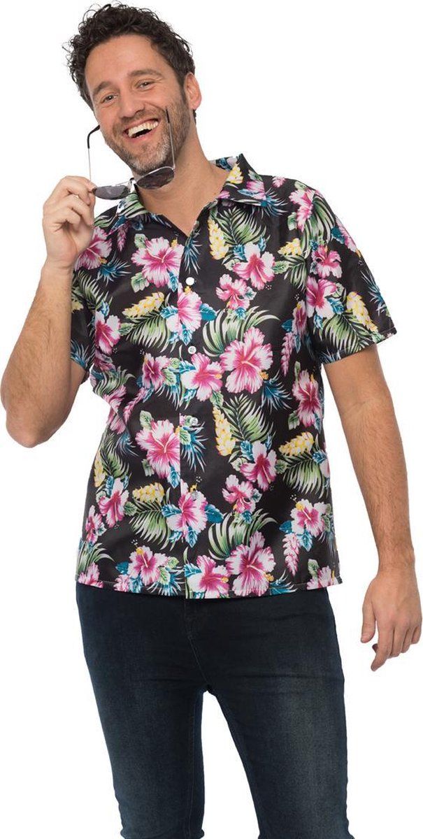 partychimp Luxe Hawaii Blouse Heren | Maat M | Zwart