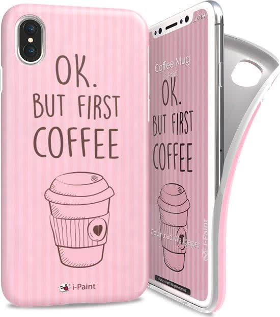 i-Paint soft case Coffee mug - roze - voor iPhone X