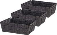 Kipit Kast/badkamer opbergmandjes - Set van 5x stuks - zwart