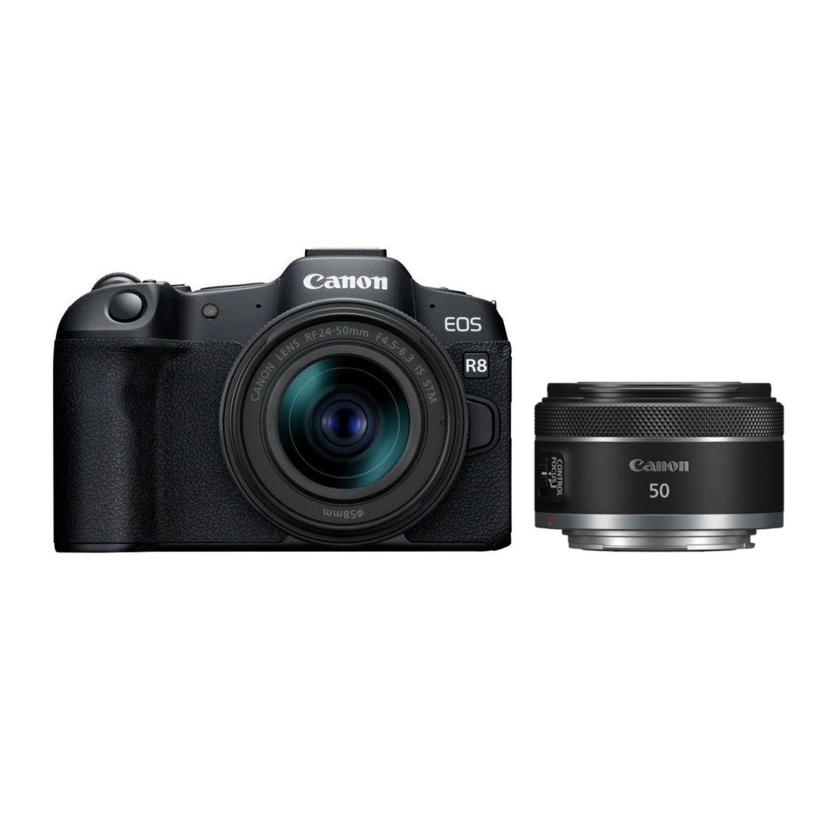 Canon Canon EOS R8 systeemcamera Zwart + RF 24-50mm f/4.5-6.3 IS STM + RF 50mm f/1.8 STM