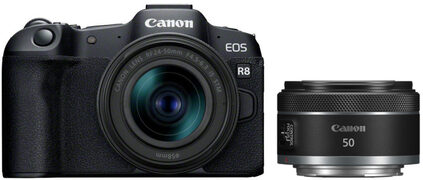 Canon Canon EOS R8 systeemcamera Zwart + RF 24-50mm f/4.5-6.3 IS STM + RF 50mm f/1.8 STM