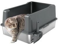 Merkloos Kattenbak XXL Roestvrij staal Grijs 85 liter