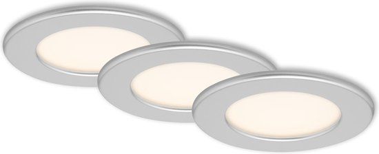 Briloner Leuchten THIN Inbouwspots - 3 stuks - 6W - IP44 - Ø115mm - Mat chroom
