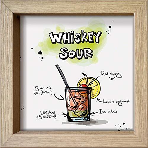 International Graphics Ingelijste briefkaart - Oriol, Vincent - ''Whiskey Sour' - 16 x 16 cm - houtkleurige lijst