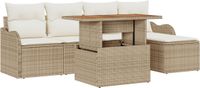 vidaXL - Tuinbank - Set - 6 - st - Beige - Poly - rattan