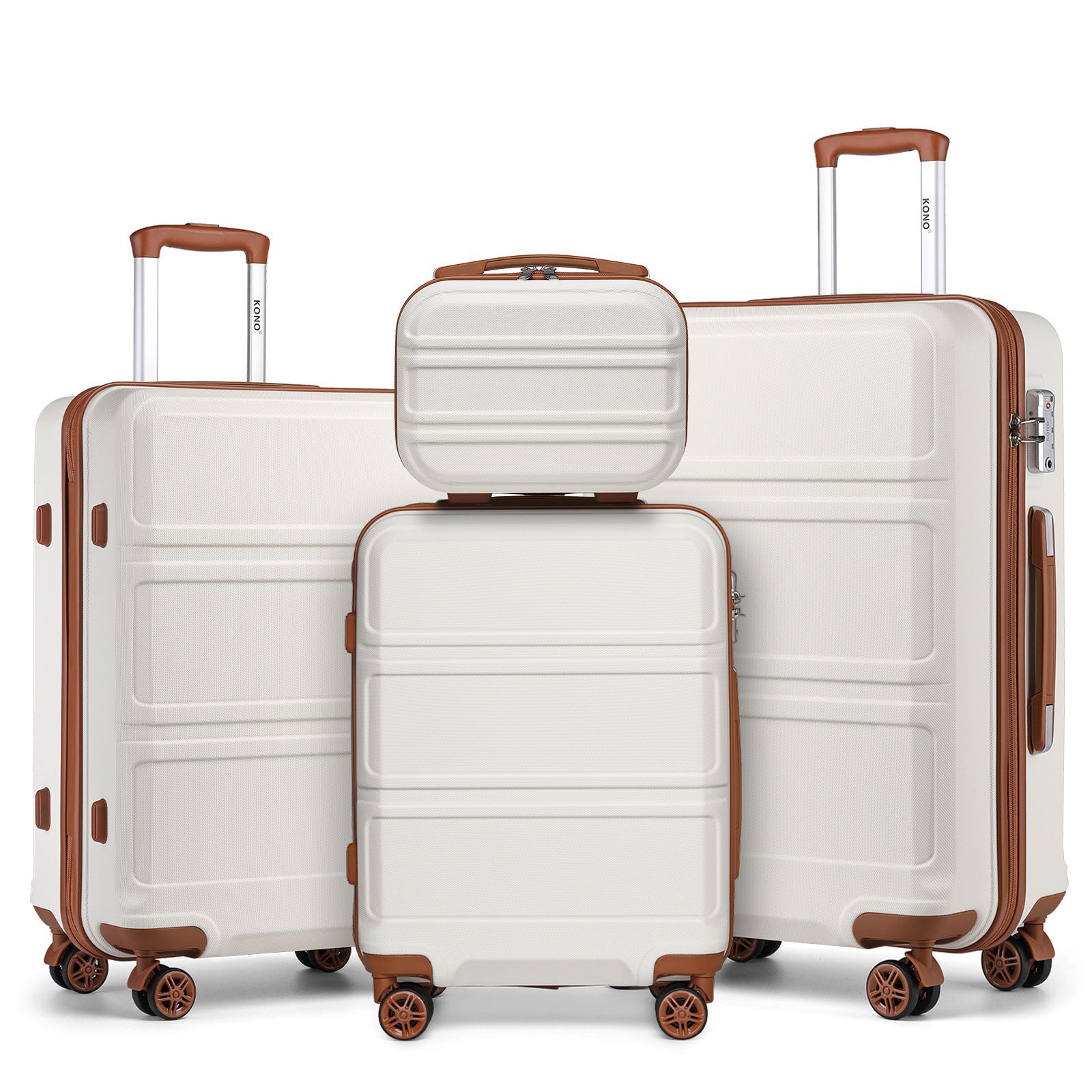 Kono 4-delige Harde Kofferbak Set Lichtgewicht ABS Twin Wheels Trolleys TSA Lock Koffer Set S-M-L-XL
