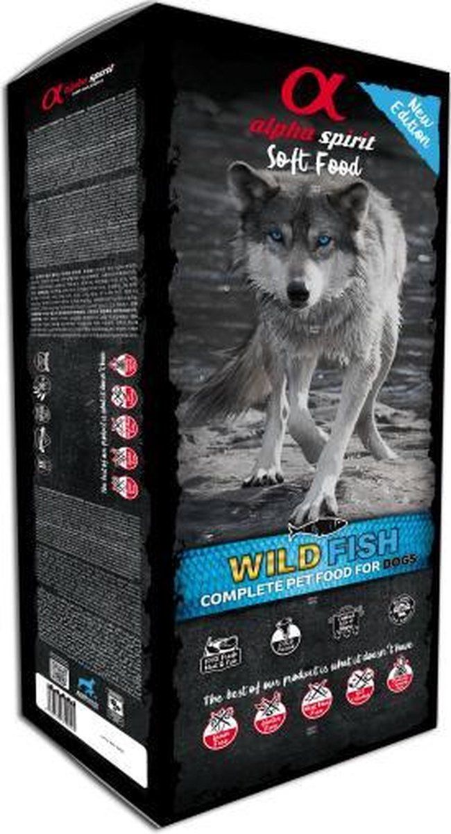 Alpha Spirit Hondenvoer Naturel half-natvoer Multiprotein Vis | 9 KG