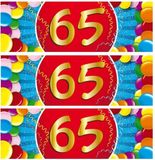 Bellatio Decorations 65 jaar leeftijd sticker - 10x - 19 x 6 cm - 65 jaar verjaardag - jubileum - versiering