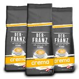 DER-FRANZ Koffie Crema, intensiteit 4/5, 100% Arabica, hele koffiebonen, 3 x 500 g