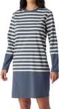 Schiesser Dames nachthemd Casual Nightwear blauwgrijs gestreept lange mouw katoen/polyester maat 48