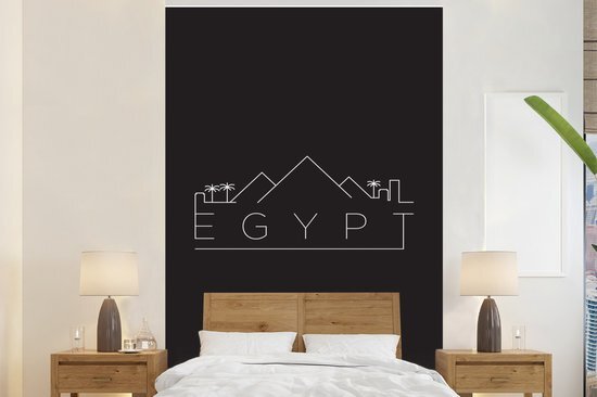 Nr1Wallpaper Behang - Fotobehang Skyline Egypte wit op zwart - Breedte 180 cm x hoogte 280 cm