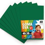 OFITURIA Eva 40 stuks kleurrijke schuimvellen voor knutselprojecten, kunst, kinderdecoratie, scrapbooking, handwerk, 40 x 30 cm, donkergroen