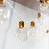 Merkloos oCreon 10-delige Party Lichtketting met LED Micro Draad - Warm Wit - Batterij - Timer - Bollen