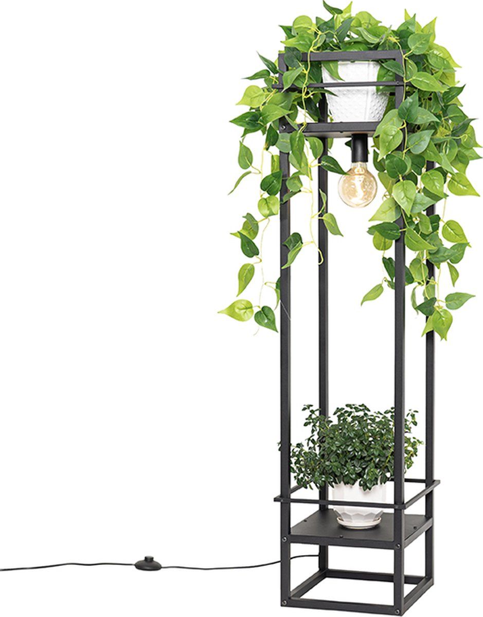 QAZQA Cage Rack - Industrial Floor Lamp - Black - H 130 cm