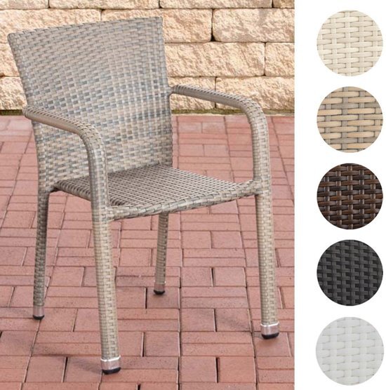 Clp Poly-rotan Wicker tuinstoel / fauteuil LEONIE, armleuningen, aluminium frame - wit