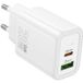 HOCO N61 Network Charger, 20W, 3A, 1 x USB-A - 1 x USB-C, White